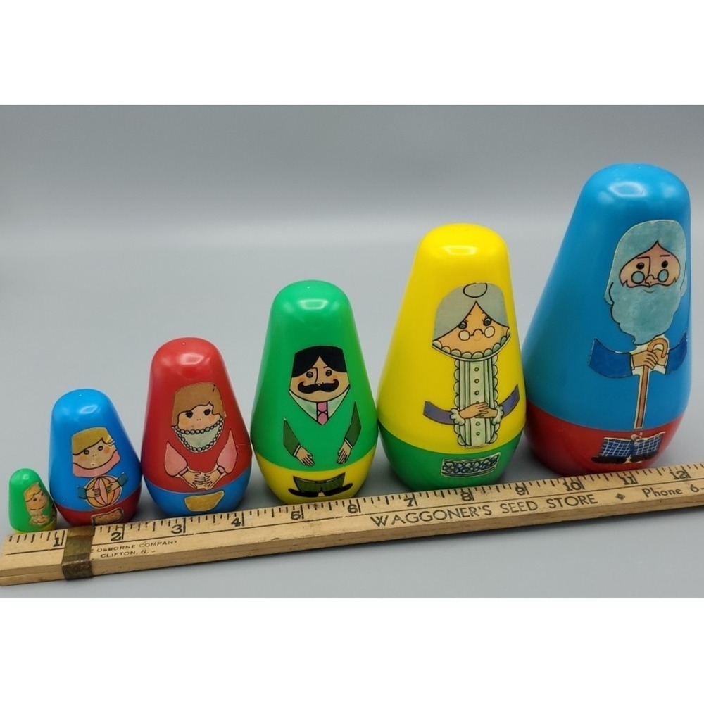 6 Pc Folk Family Nesting Dolls‎ Vintage 1983 Chadwick Miller Co. #92867 Read